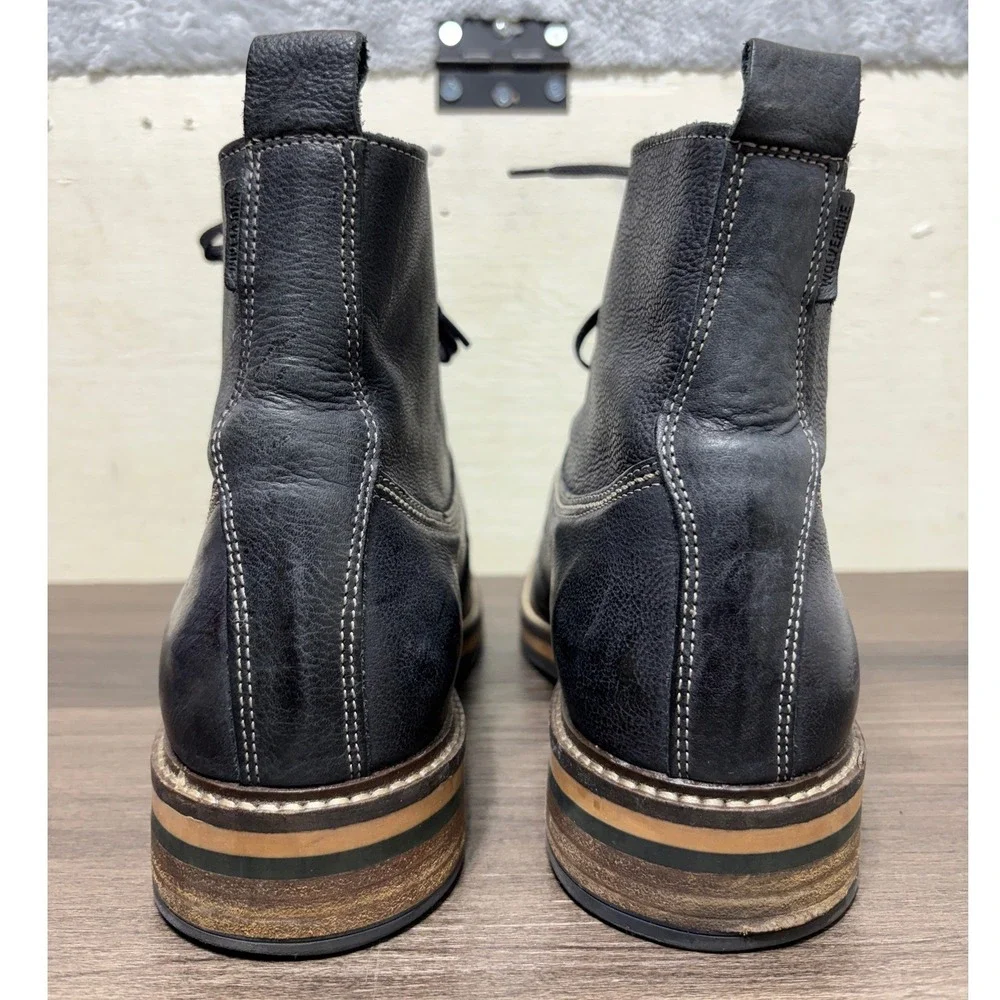 Wolverine 1883 Garrison Boots Mens 9 Black Leather Lace Up Distressed W00770